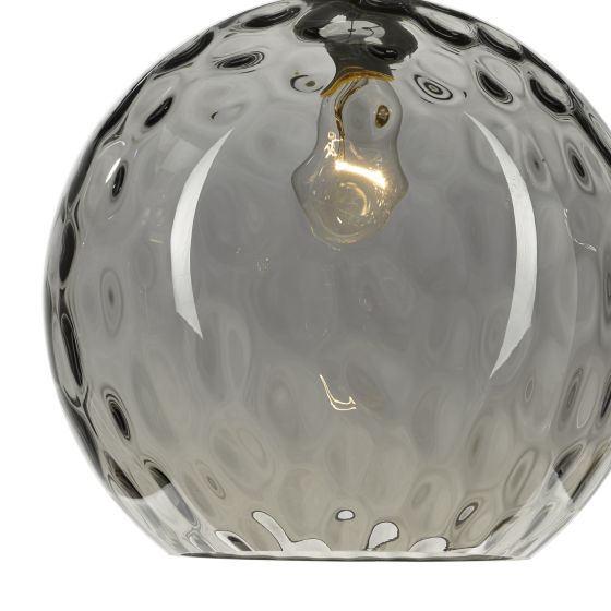 där lighting Aulax 1 Light Pendant Silver Smoked Glass With Dimple Effect