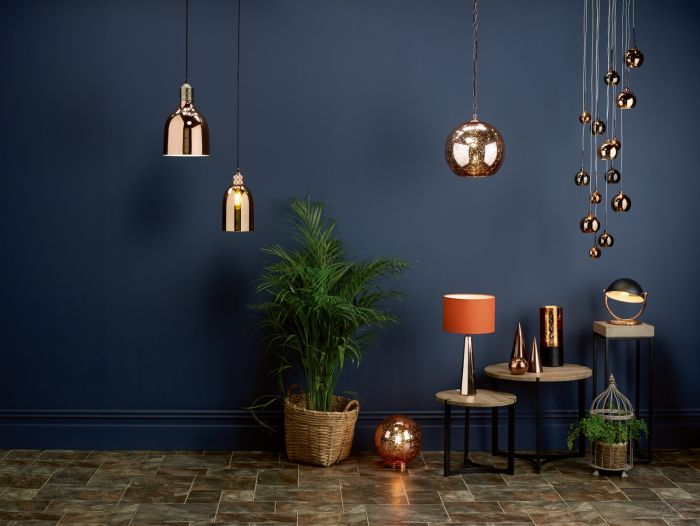 Där Lighting Aurelia 15lt Cluster Pendant Black Chrome & Copper/Bronze Glass