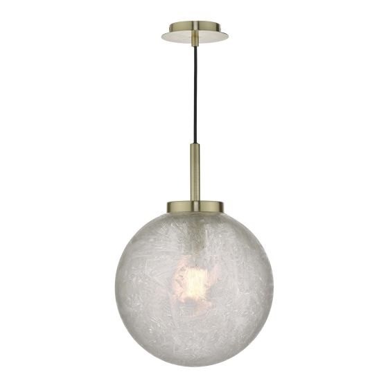 där lighting Avari 1 Light Pendant Satin Brass And Clear Frosted Glass