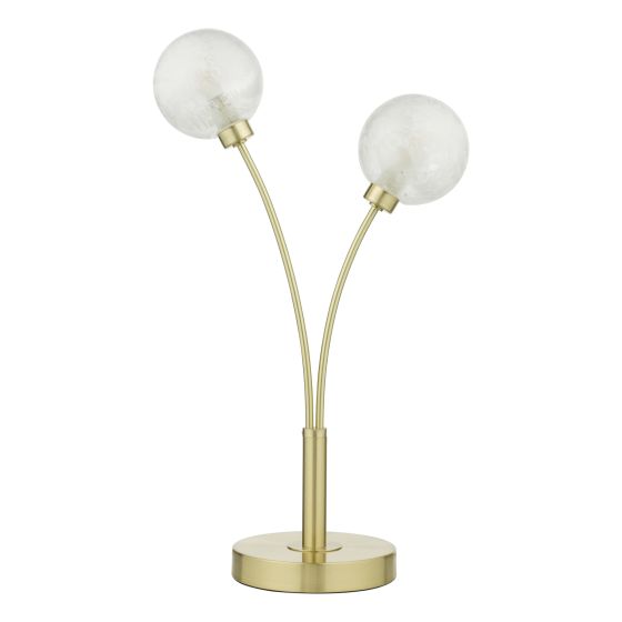 Där Lighting Avari 2 Light Table Lamp Satin Brass Glass
