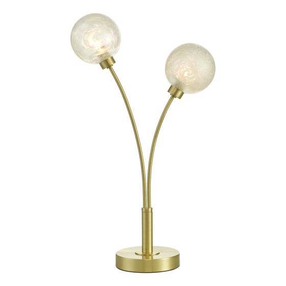 där lighting Avari 2 Light Table Lamp Satin Brass Glass