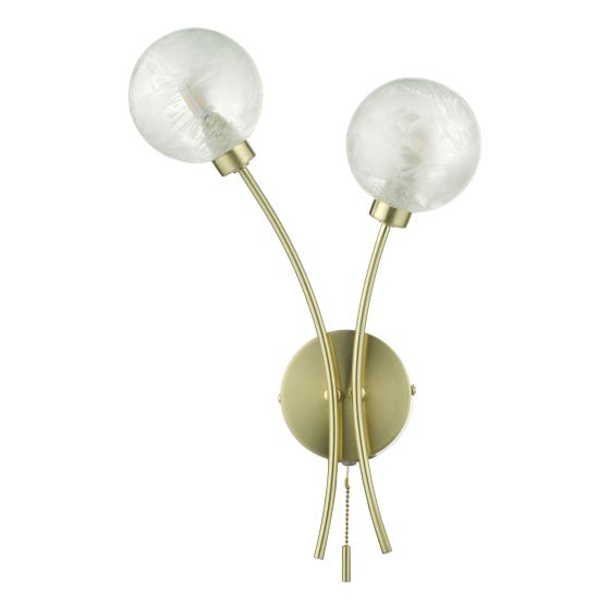 Där Lighting Avari 2 Light Wall Light Satin Brass Glass