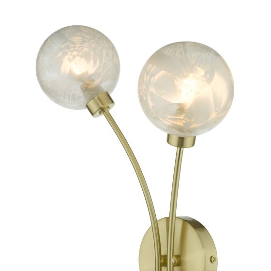 Där Lighting Avari 2 Light Wall Light Satin Brass Glass