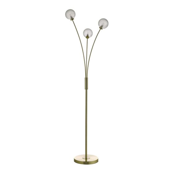 Där Lighting Avari 3 Light Floor Lamp Satin Brass Glass