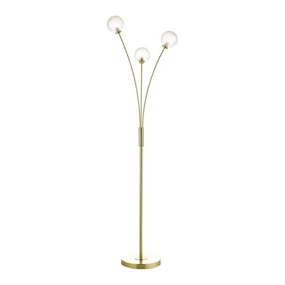 där lighting Avari 3 Light Floor Lamp Satin Brass Glass