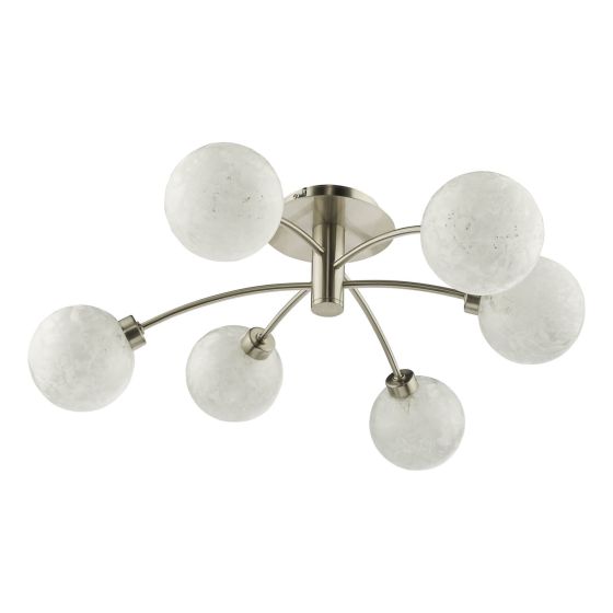 Där Lighting Avari 6 Light Semi Flush Satin Nickel Frosted Glass
