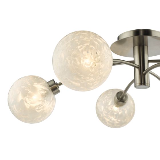 Där Lighting Avari 6 Light Semi Flush Satin Nickel Frosted Glass