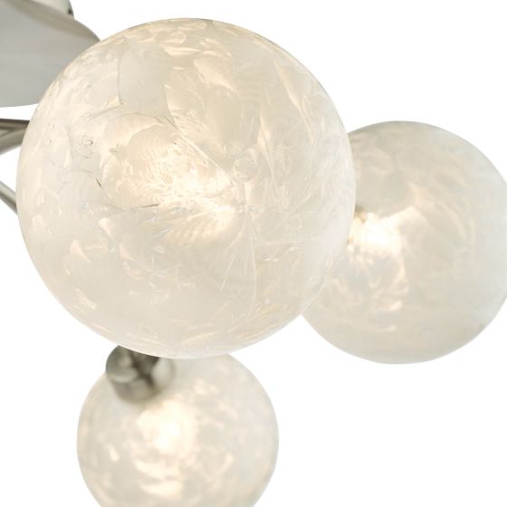 Där Lighting Avari 6 Light Semi Flush Satin Nickel Frosted Glass
