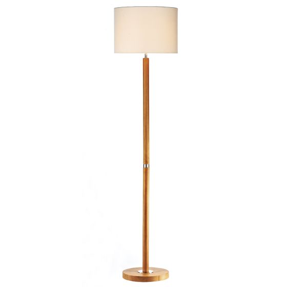där lighting Avenue Floor Lamp Light Wood Polished Chrome With Shade