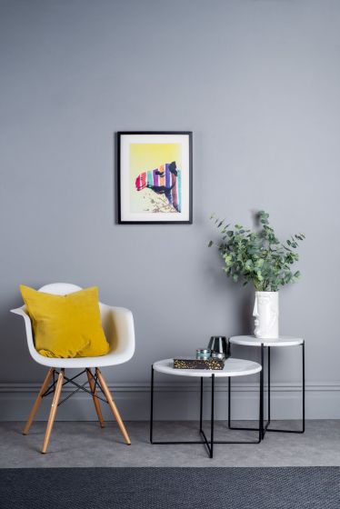 Där Lighting Azzate Round Rolled Edge Side Table White Marble Effect