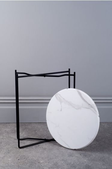 Där Lighting Azzate Round Rolled Edge Side Table White Marble Effect