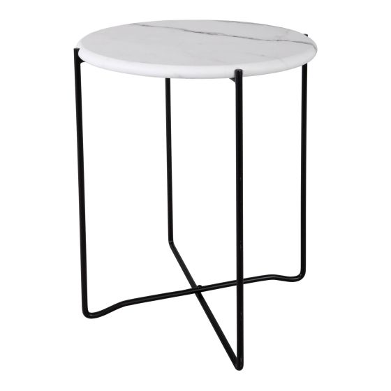 där lighting Azzate Round Rolled Edge Side Table White Marble Effect
