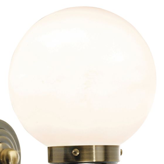 Där Lighting Barclay Bathroom Wall Light Antique Brass Opal Glass IP44