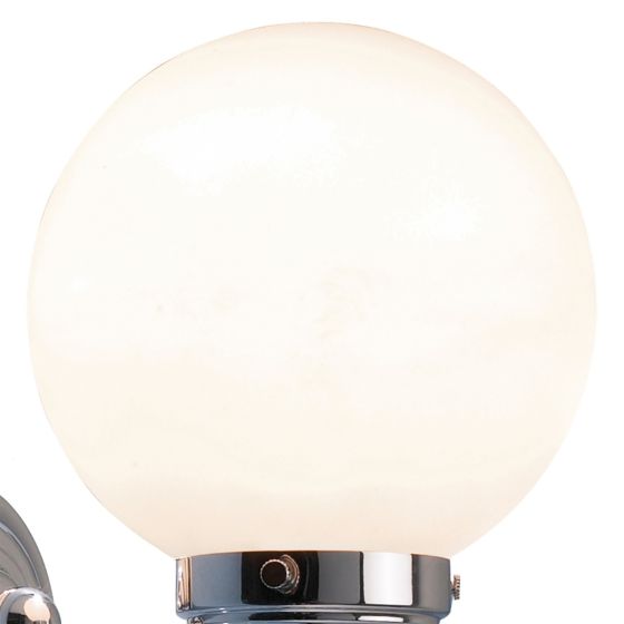 Där Lighting Barclay Bathroom Wall Light Polished Chrome Opal Glass IP44