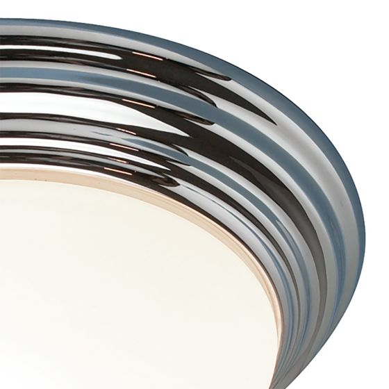 Där Lighting Barclay Large Bathroom Flush Polished Chrome Opal Glass IP44