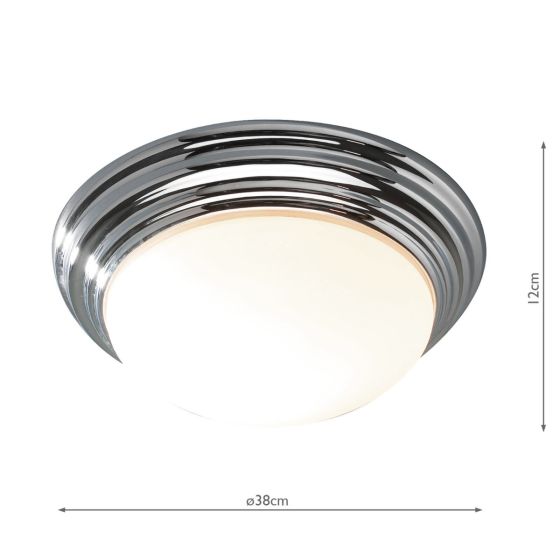 Där Lighting Barclay Large Bathroom Flush Polished Chrome Opal Glass IP44