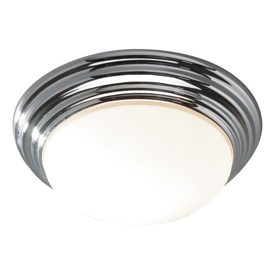 där lighting Barclay Large Bathroom Flush Polished Chrome Opal Glass IP44