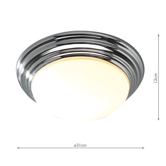 Där Lighting Barclay Small Bathroom Flush Polished Chrome Opal Glass IP44