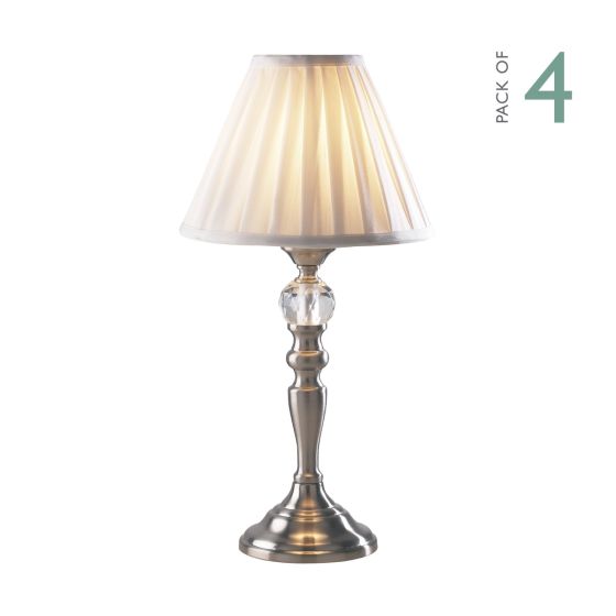 Där Lighting Beau Touch Table Lamp Satin Chrome With Shade (Multipack)