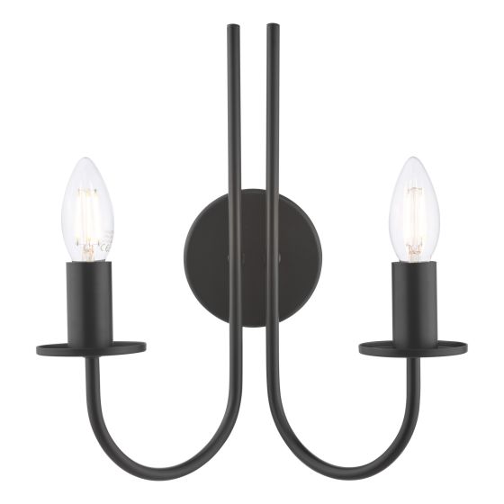 där lighting Becca 2 Light Wall Light Matt Black Bracket Only
