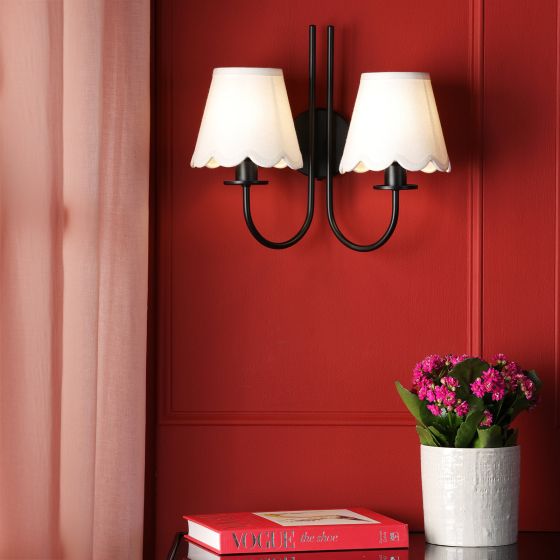 Där Lighting Becca 2 Light Wall Light Matt Black With Shade