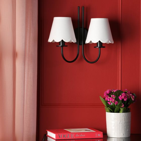 Där Lighting Becca 2 Light Wall Light Matt Black With Shade