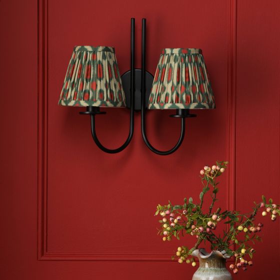 Där Lighting Becca 2 Light Wall Light Matt Black With Shade