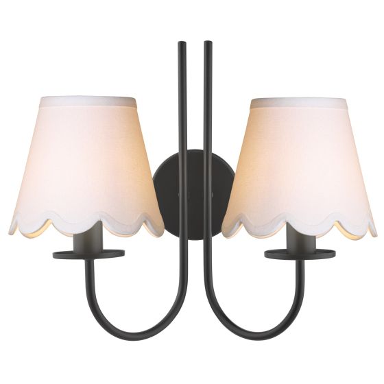 där lighting Becca 2 Light Wall Light Matt Black With Shade