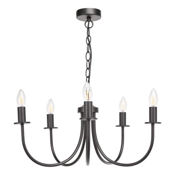 Där Lighting Becca 5 Light Pendant Matt Black Fitting Only