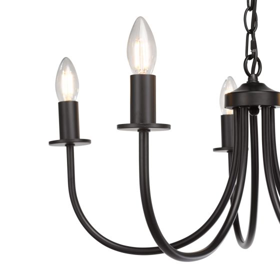 Där Lighting Becca 5 Light Pendant Matt Black Fitting Only