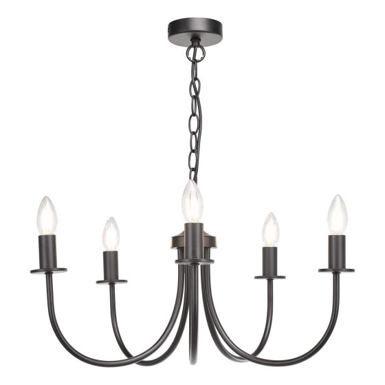 där lighting Becca 5 Light Pendant Matt Black Fitting Only