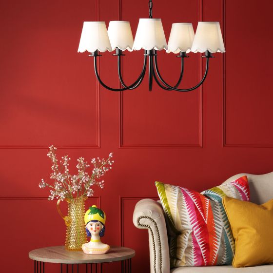 Där Lighting Becca 5 Light Pendant Matt Black With Shade