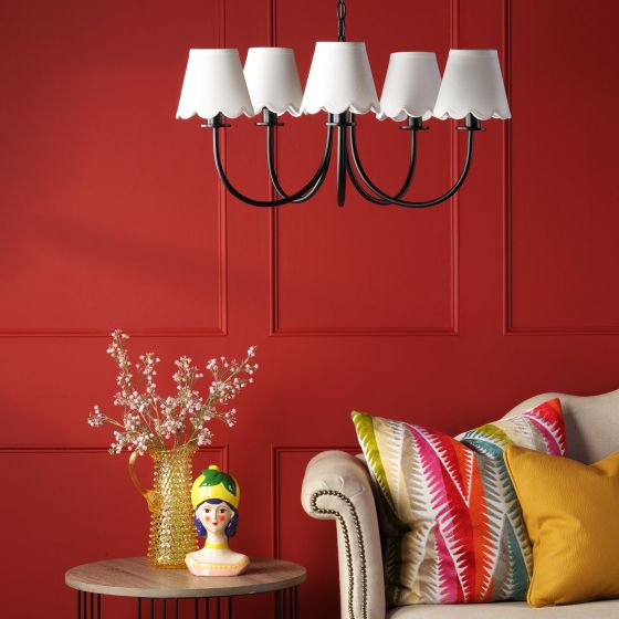 Där Lighting Becca 5 Light Pendant Matt Black With Shade