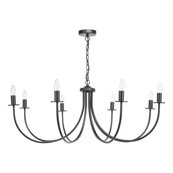 Där Lighting Becca 8 Light Pendant Matt Black Fitting Only