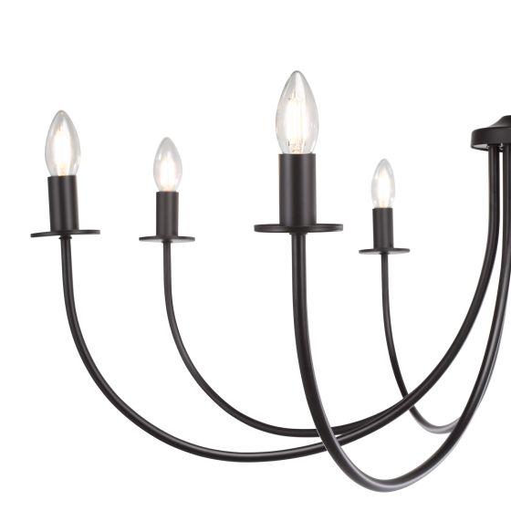 Där Lighting Becca 8 Light Pendant Matt Black Fitting Only