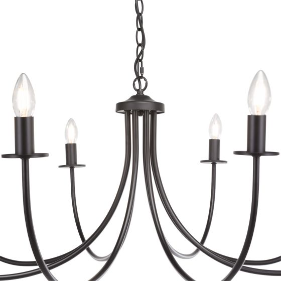 Där Lighting Becca 8 Light Pendant Matt Black Fitting Only
