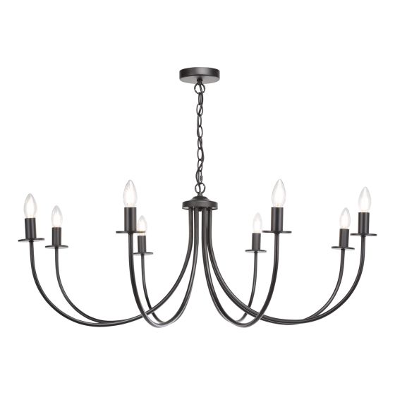 där lighting Becca 8 Light Pendant Matt Black Fitting Only