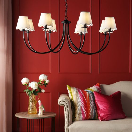 Där Lighting Becca 8 Light Pendant Matt Black With Shade