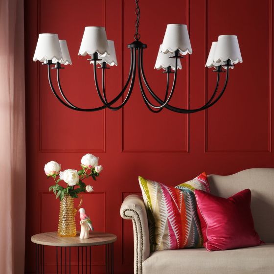 Där Lighting Becca 8 Light Pendant Matt Black With Shade
