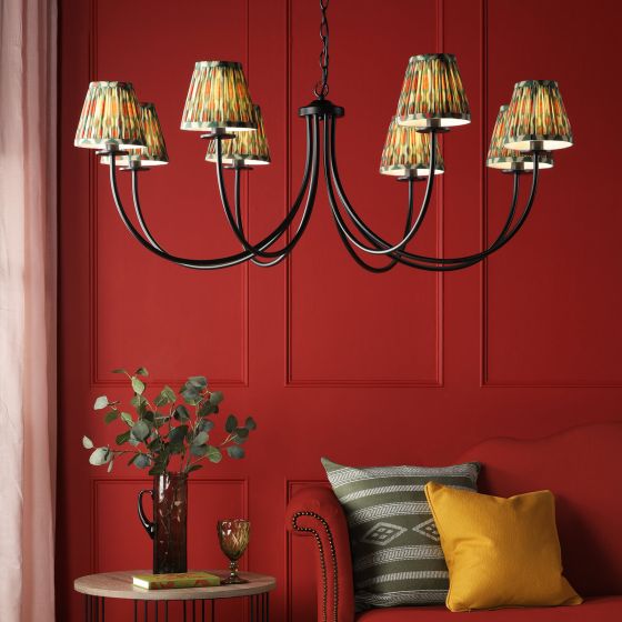Där Lighting Becca 8 Light Pendant Matt Black With Shade