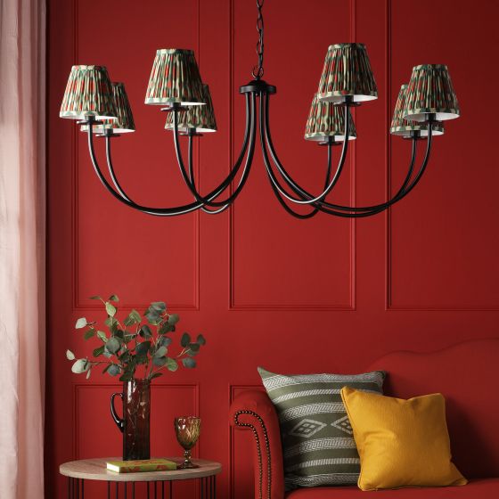 Där Lighting Becca 8 Light Pendant Matt Black With Shade