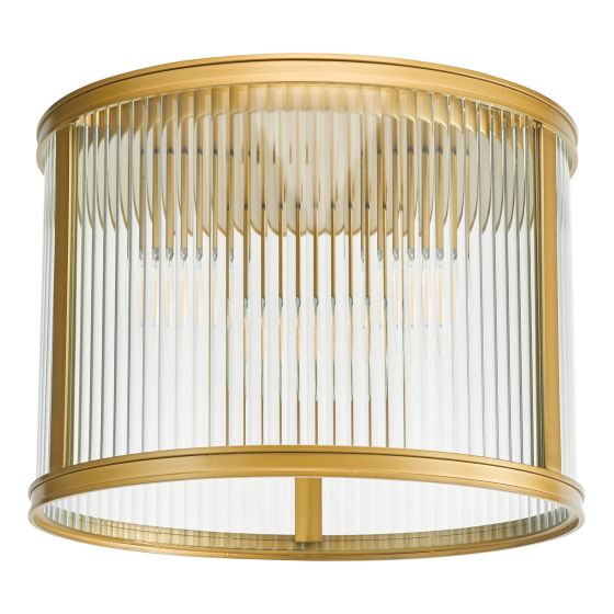Där Lighting Bianka 3 Light Flush Bronze And Ribbed Glass