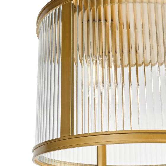 Där Lighting Bianka 3 Light Flush Bronze And Ribbed Glass