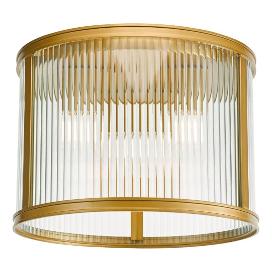 där lighting Bianka 3 Light Flush Bronze and Ribbed Glass