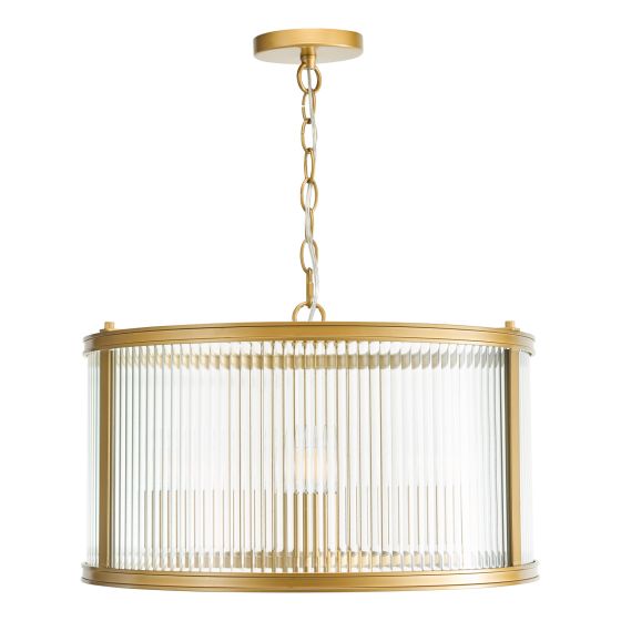 Där Lighting Bianka 3 Light Pendant Bronze And Ribbed Glass