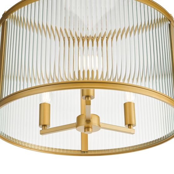 Där Lighting Bianka 3 Light Pendant Bronze And Ribbed Glass