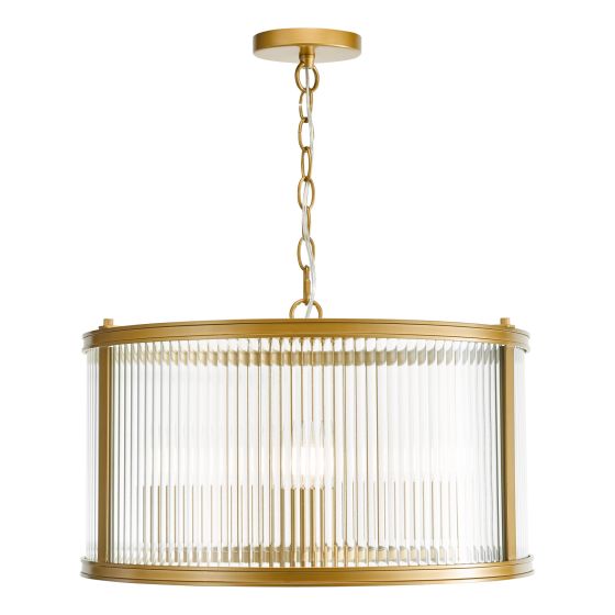 där lighting Bianka 3 Light Pendant Bronze and Ribbed Glass