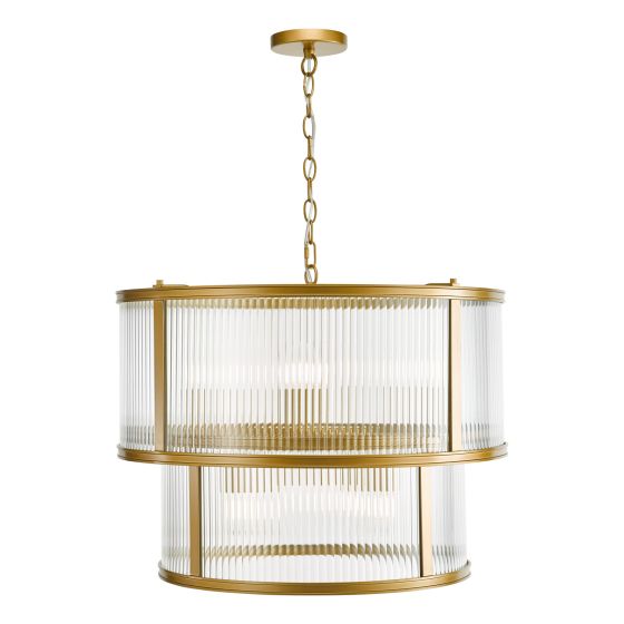 där lighting Bianka 6 Light Pendant Bronze and Ribbed Glass