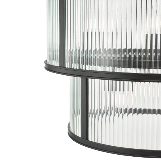 Där Lighting Bianka 6 Light Pendant Matt Black And Ribbed Glass