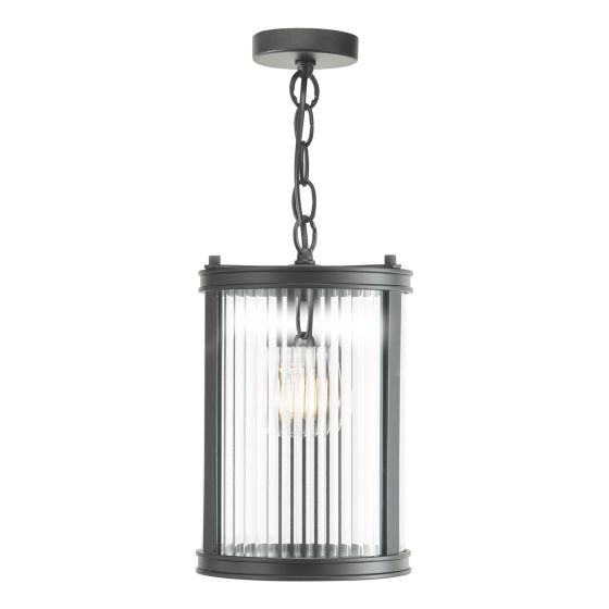 där lighting Bianka Pendant Matt Black and Ribbed Glass